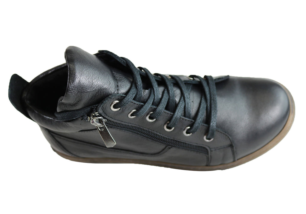 EG1570 Womens Flat Leather European Ankle Boots