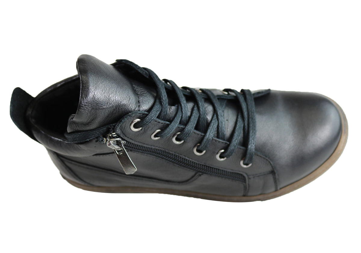 EG1570 Womens Flat Leather European Ankle Boots