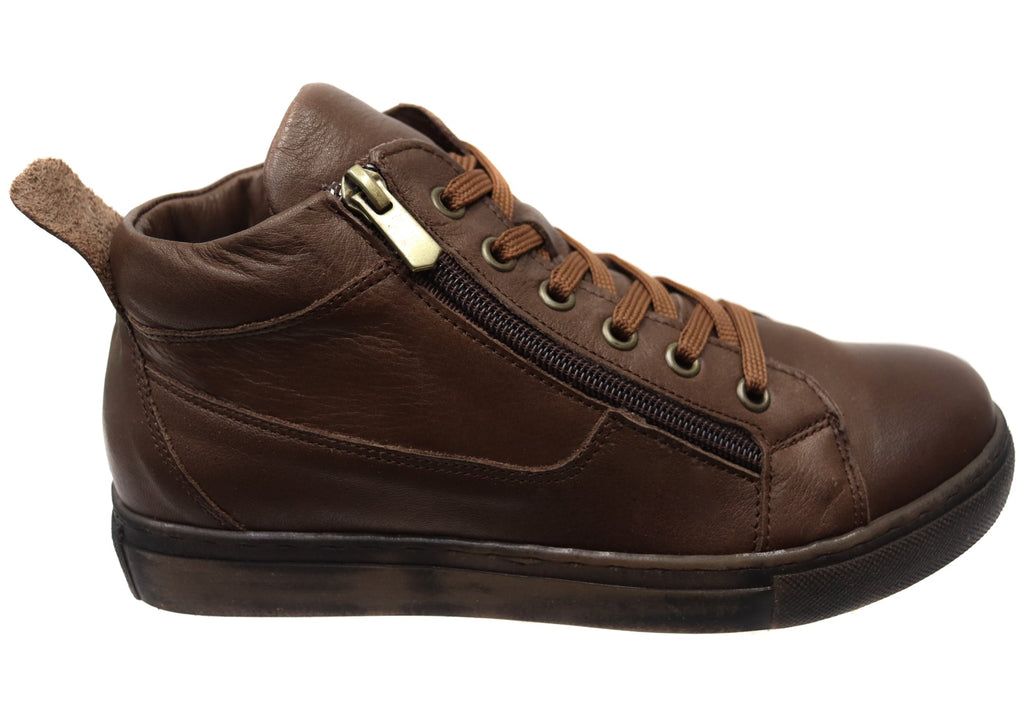 EG1570 Womens Flat Leather European Ankle Boots
