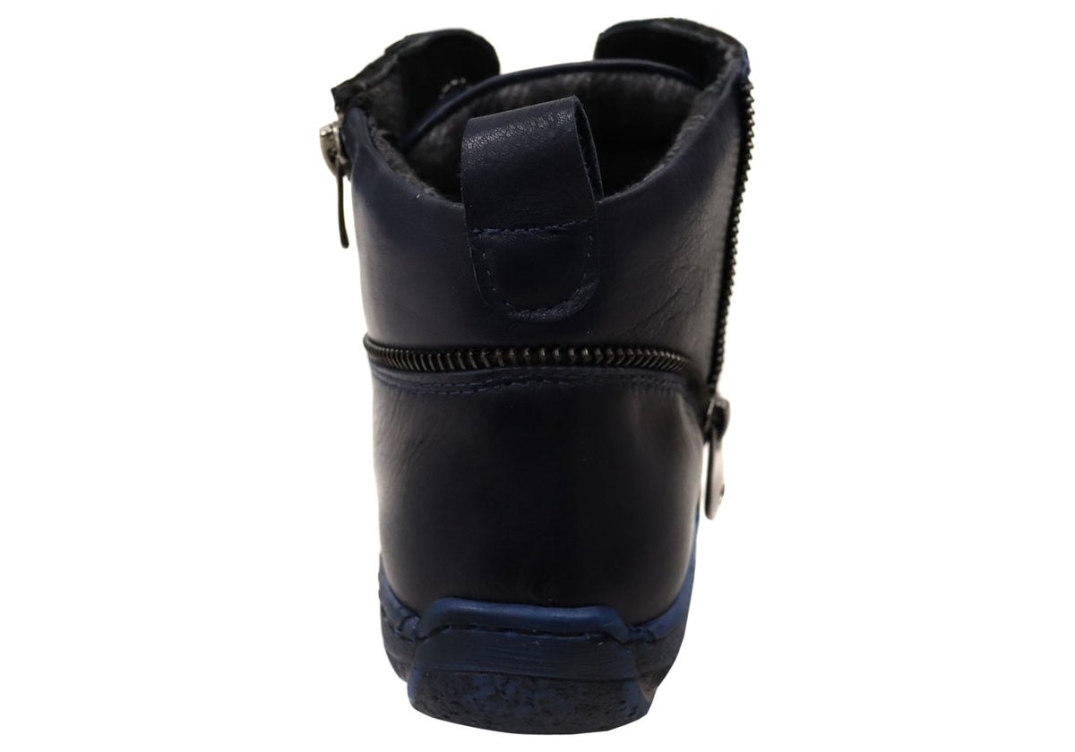 Bangle Womens European Comfortable Leather Ankle Boots
