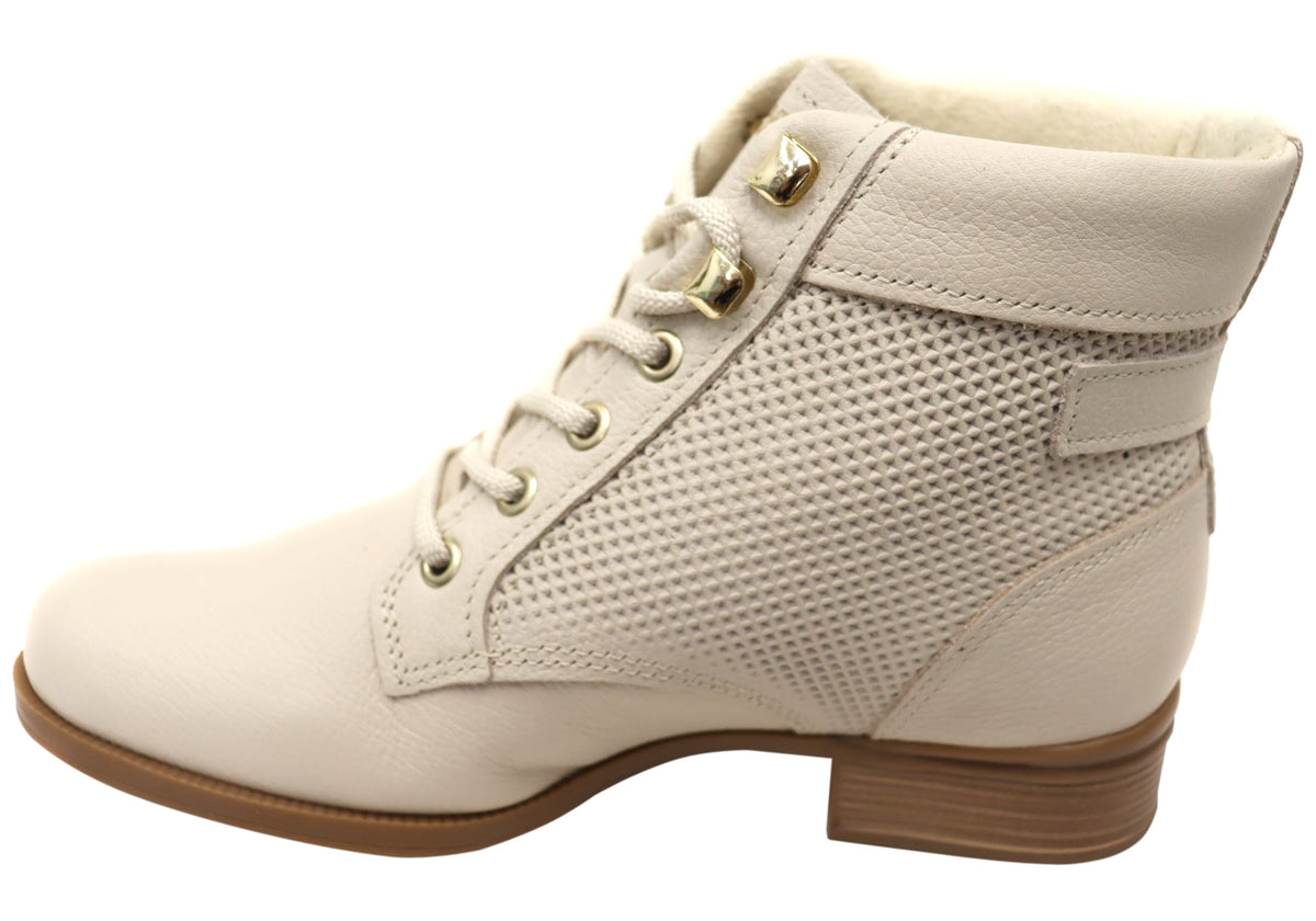 Minki Womens Comfortable Brazilian Leather Lace Up Boots