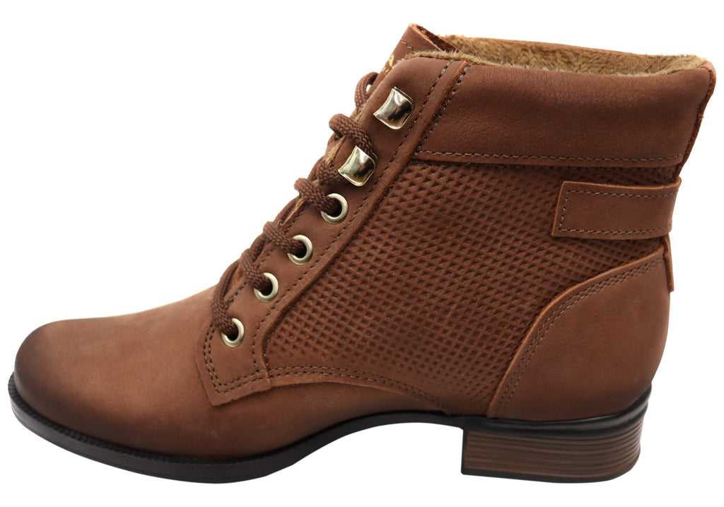 Minki Womens Comfortable Brazilian Leather Lace Up Boots