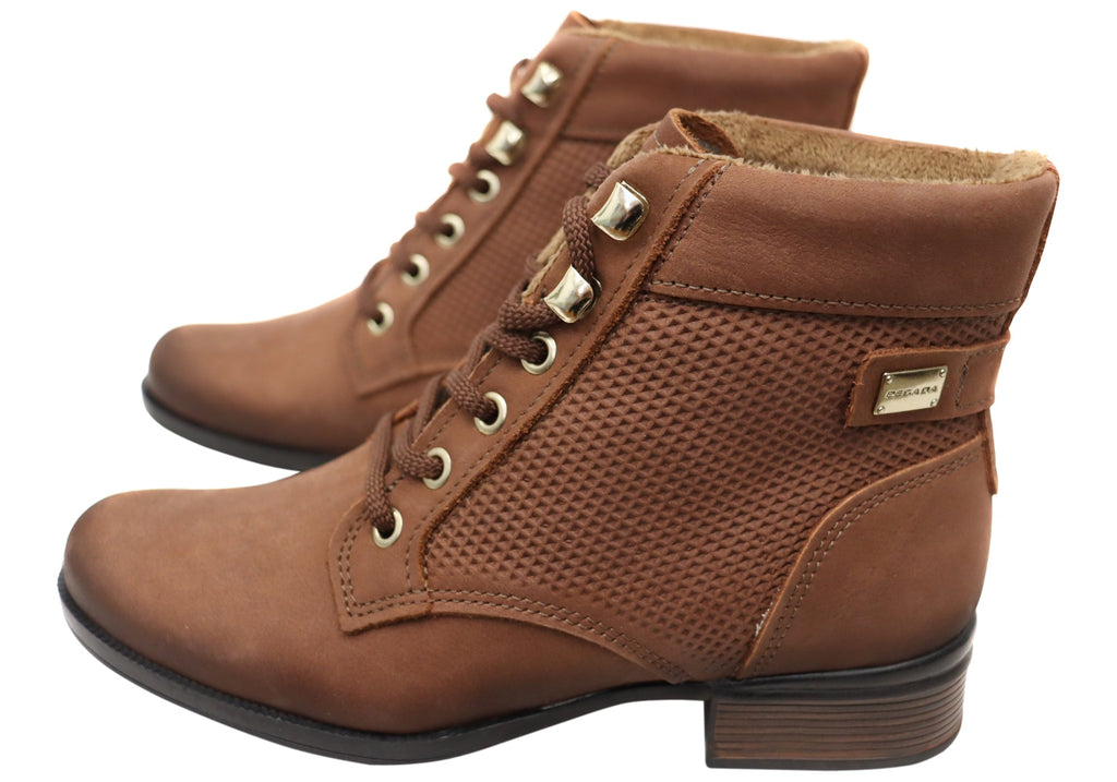 Minki Womens Comfortable Brazilian Leather Lace Up Boots