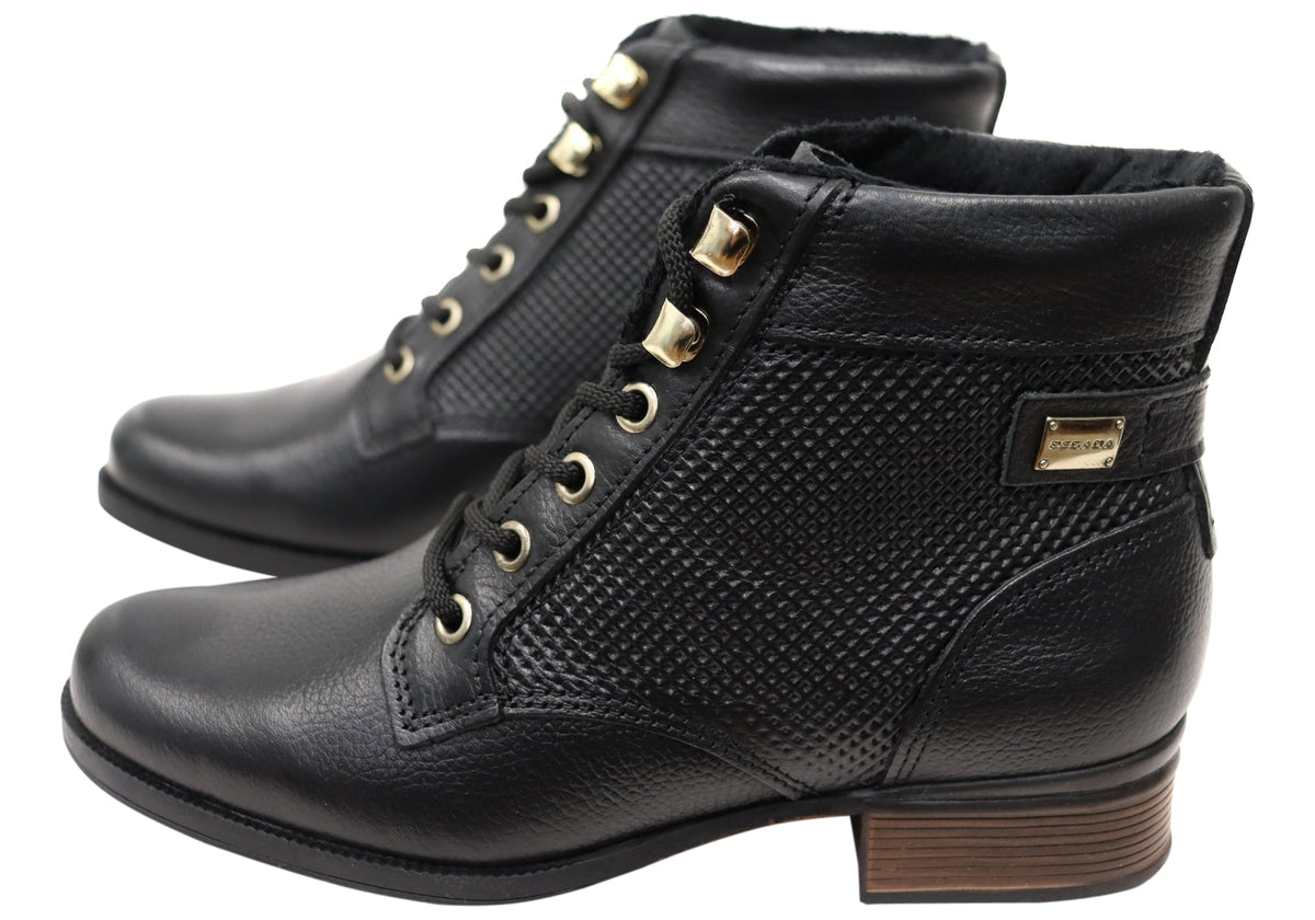 Minki Womens Comfortable Brazilian Leather Lace Up Boots