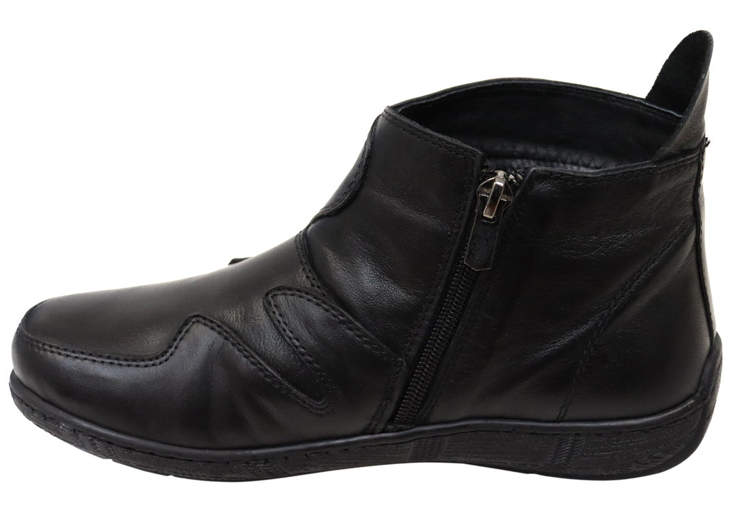 Lucio Womens European Comfortable Leather Ankle Boots