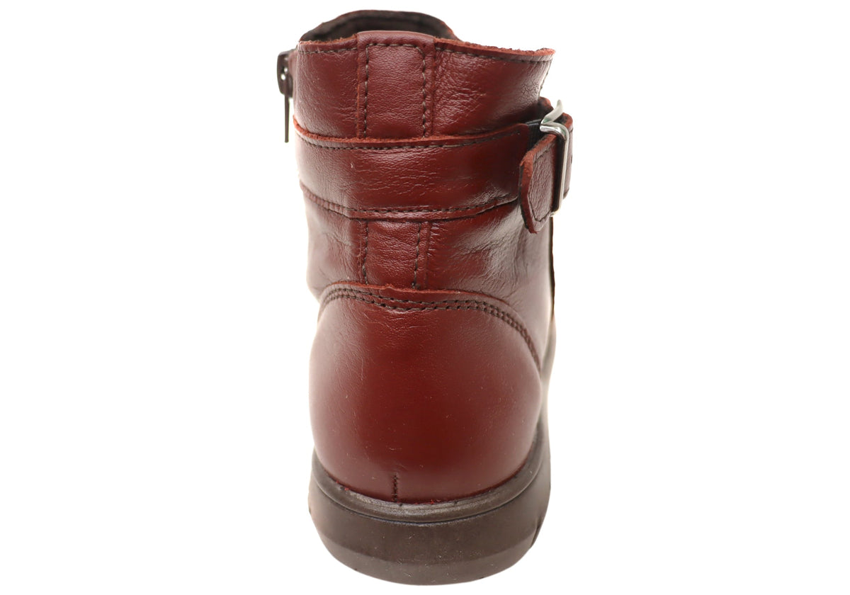 Cora Womens Comfortable Leather Ankle Boots Made In Brazil