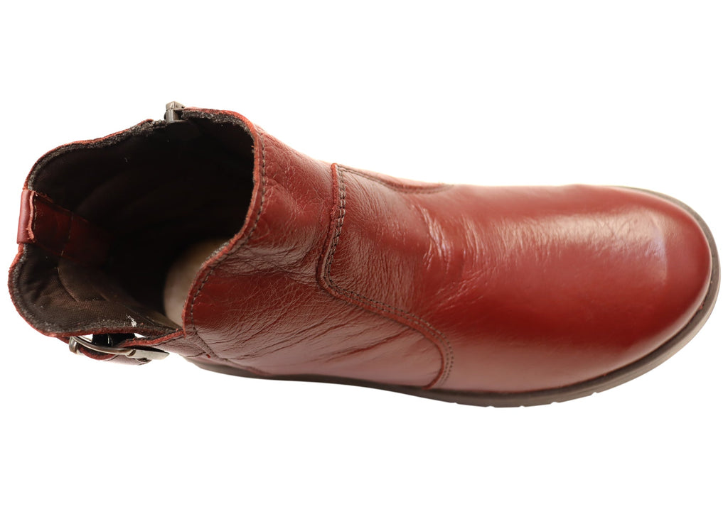 Cora Womens Comfortable Leather Ankle Boots Made In Brazil