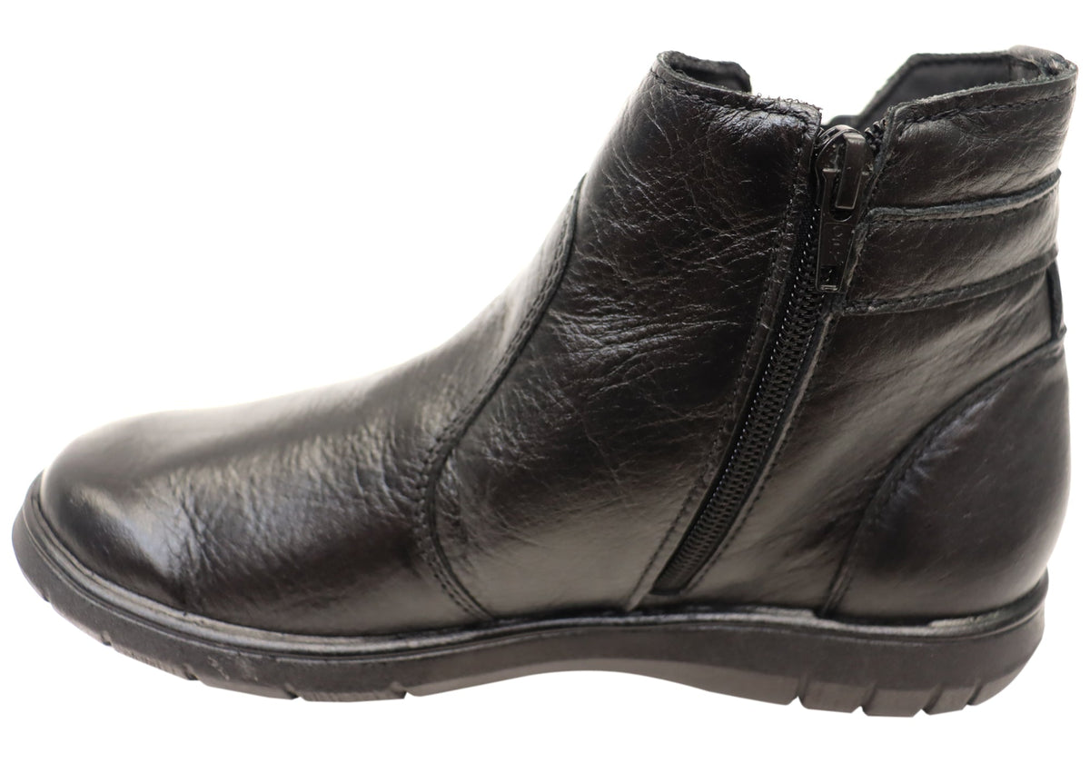 Cora Womens Comfortable Leather Ankle Boots Made In Brazil