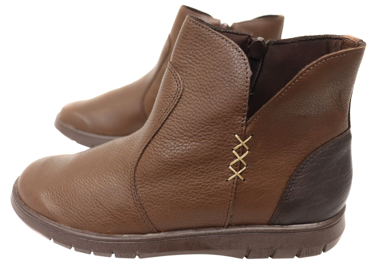 Kellie Womens Comfortable Leather Ankle Boots Made In Brazil