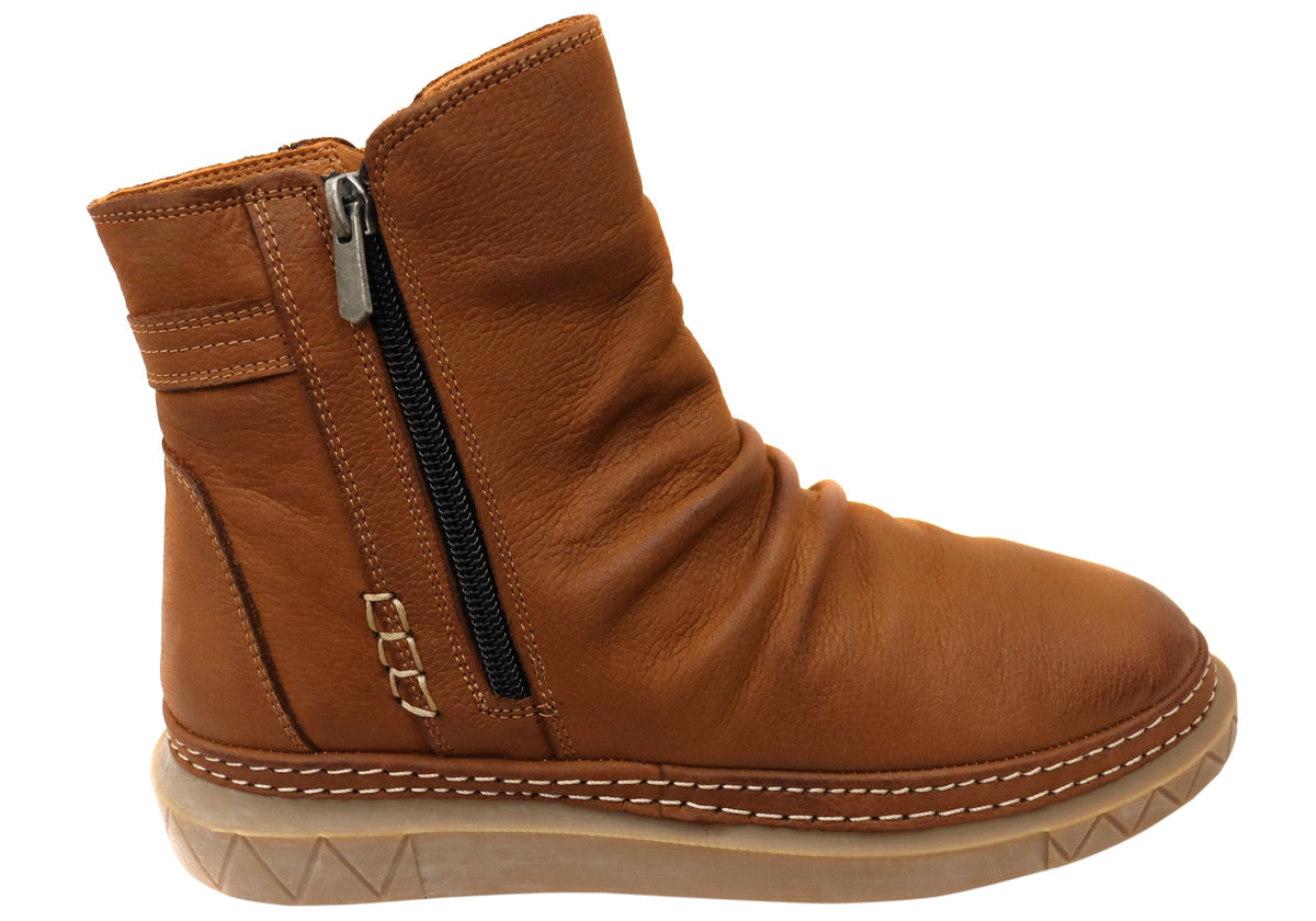 Azuro Womens European Comfortable Leather Ankle Boots