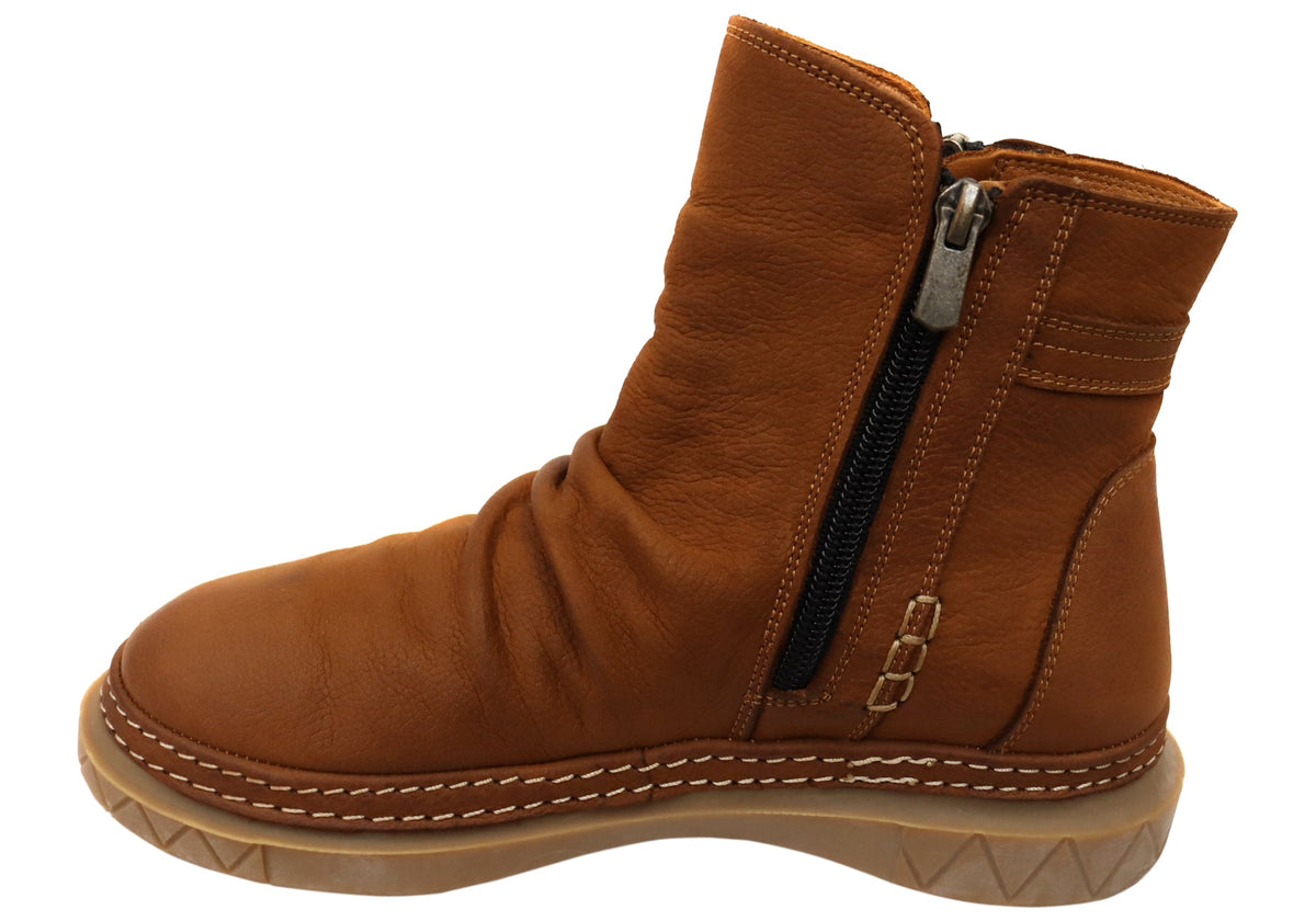 Azuro Womens European Comfortable Leather Ankle Boots