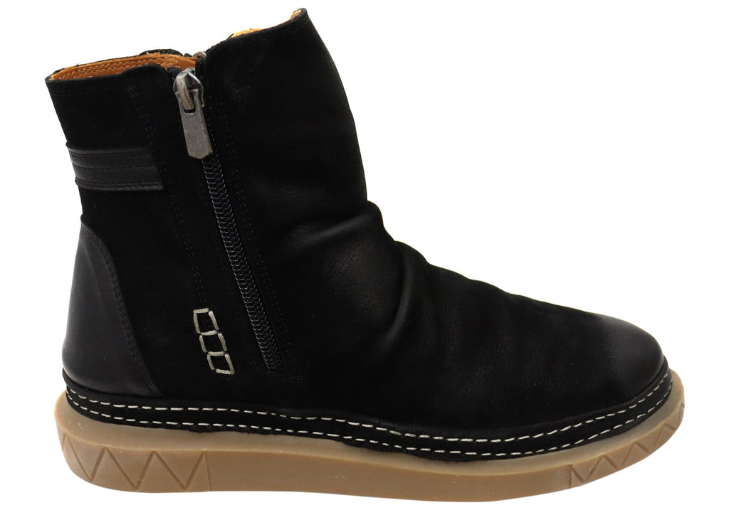 Azuro Womens European Comfortable Leather Ankle Boots
