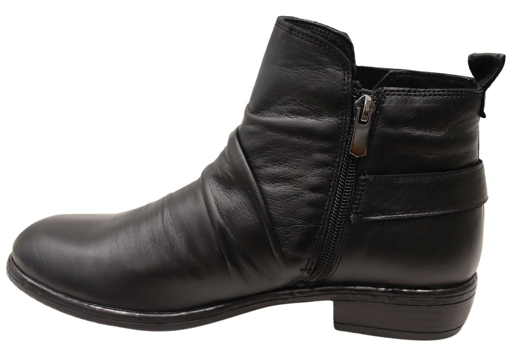 Enrich Womens Leather European Low Heel Ankle Boots