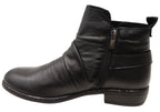 Enrich Womens Leather European Low Heel Ankle Boots