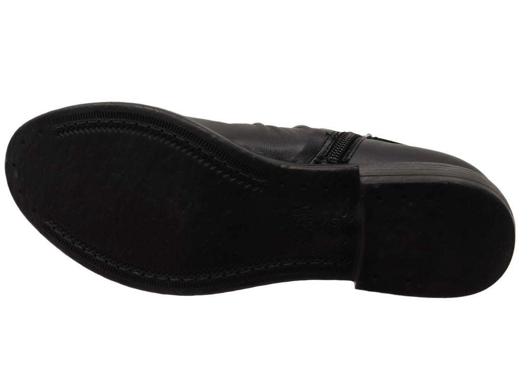 Enrich Womens Leather European Low Heel Ankle Boots