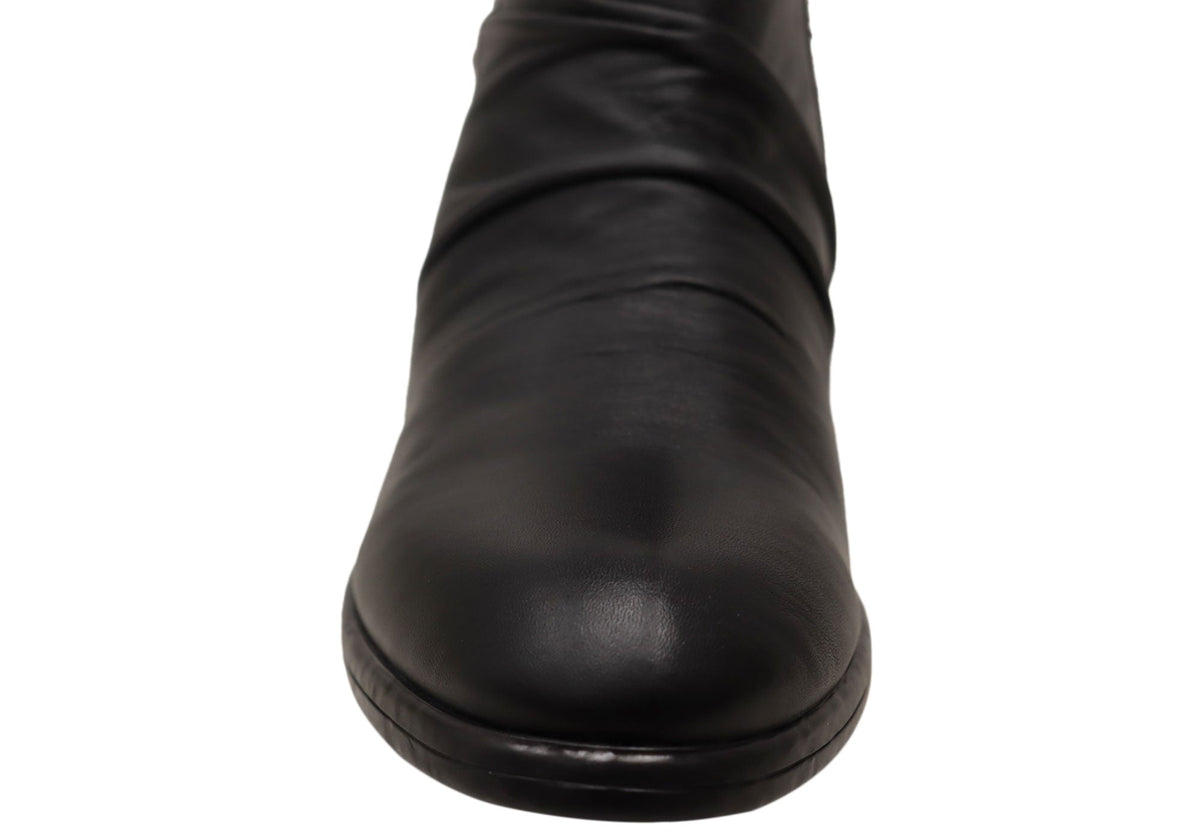 Enrich Womens Leather European Low Heel Ankle Boots