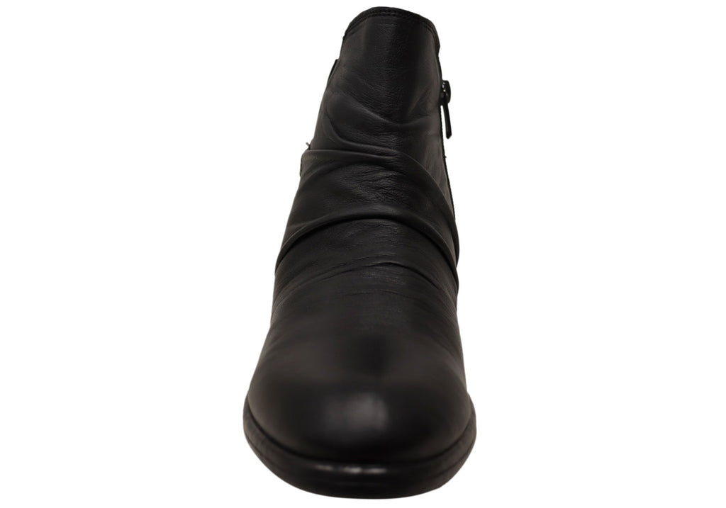 Enrich Womens Leather European Low Heel Ankle Boots