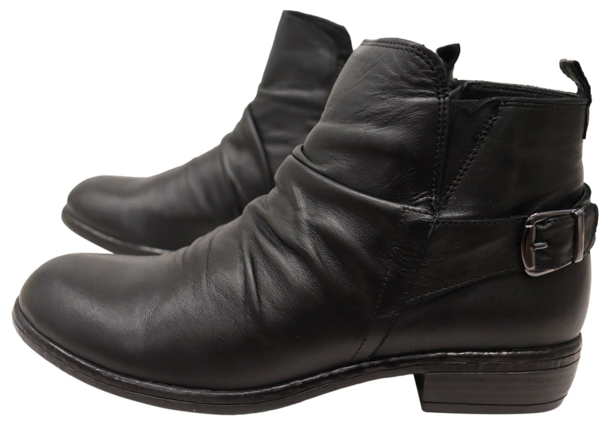 Enrich Womens Leather European Low Heel Ankle Boots