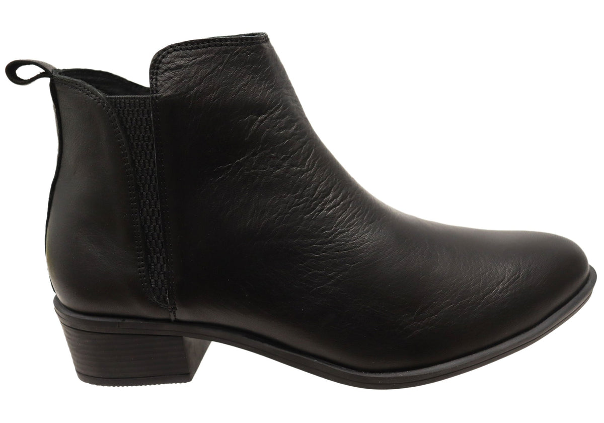 EG213 Womens Leather European Low Heel Ankle Boots