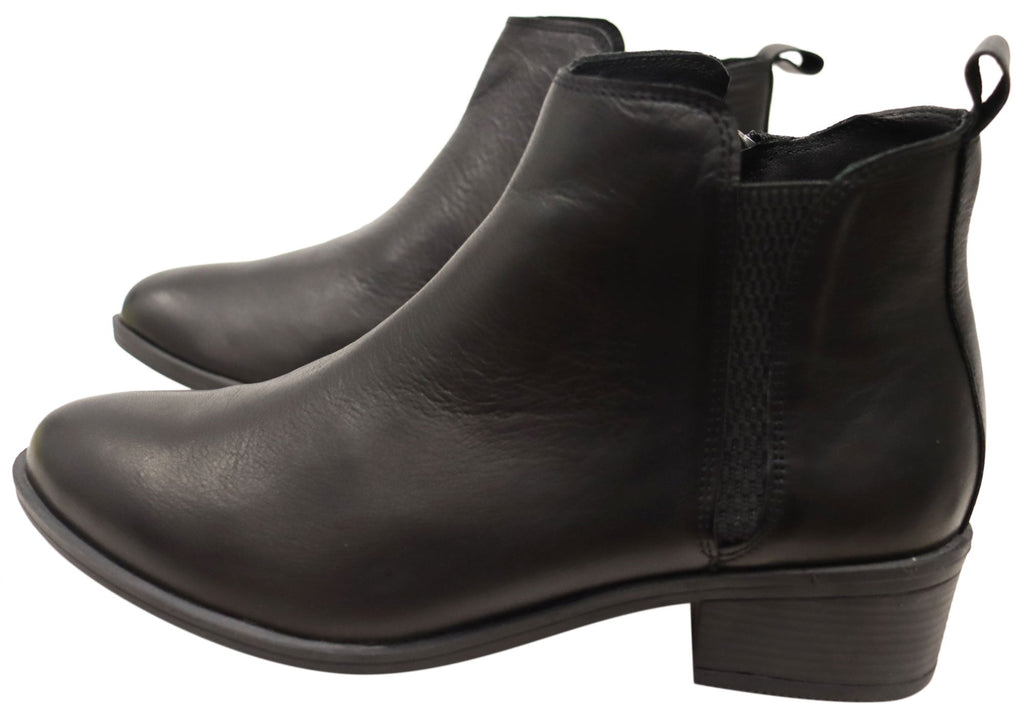 EG213 Womens Leather European Low Heel Ankle Boots