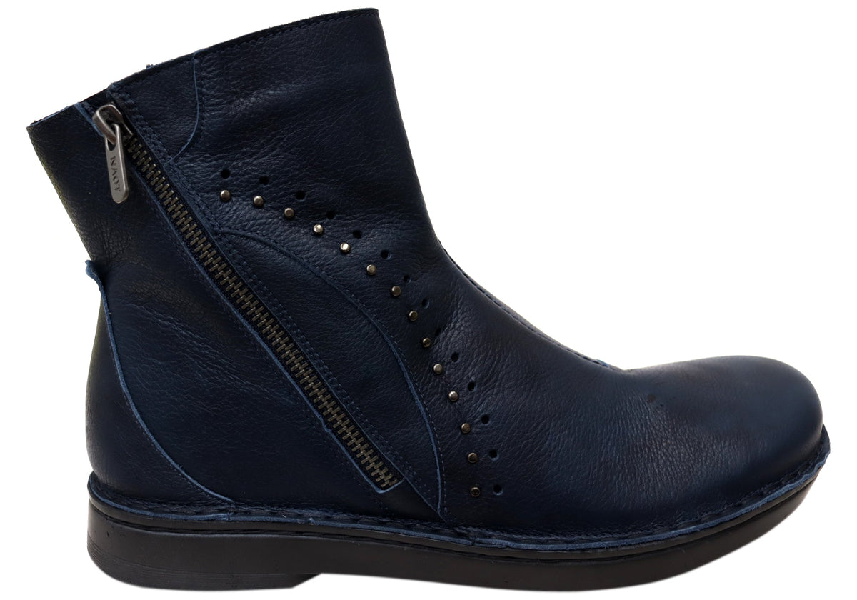 Cetona Womens Wide Leather Comfortable Supportive Ankle Boots