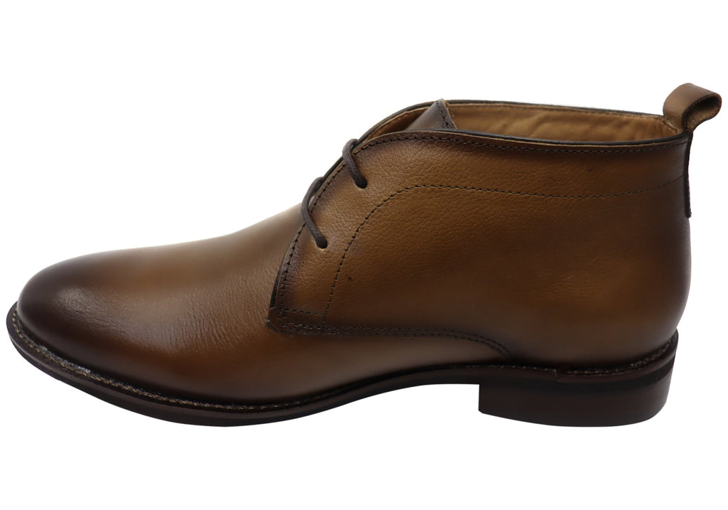 Ridge Mens Comfortable Leather Lace Up Boots Made In Brazil