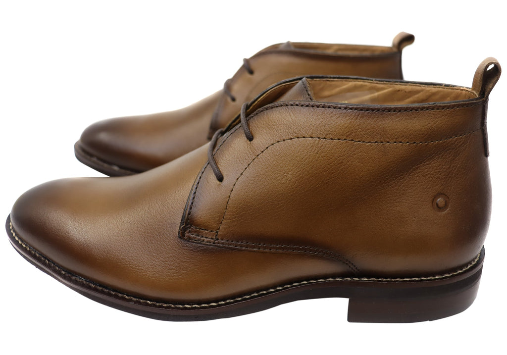 Ridge Mens Comfortable Leather Lace Up Boots Made In Brazil