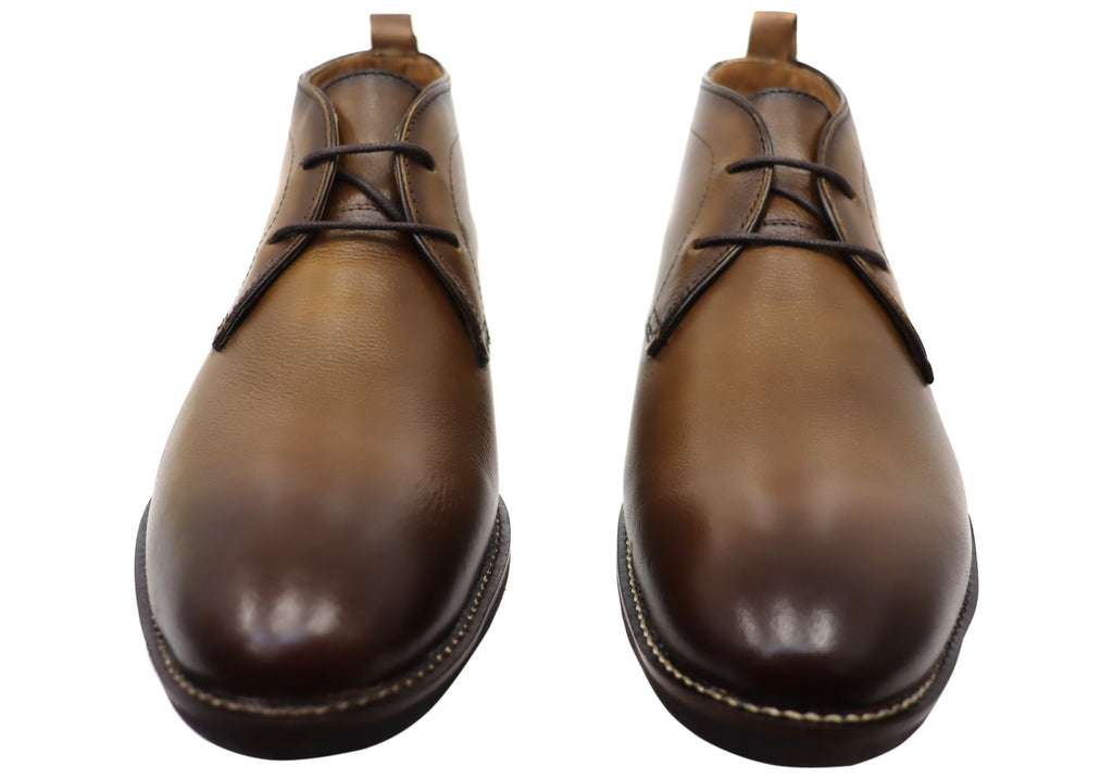 Ridge Mens Comfortable Leather Lace Up Boots Made In Brazil