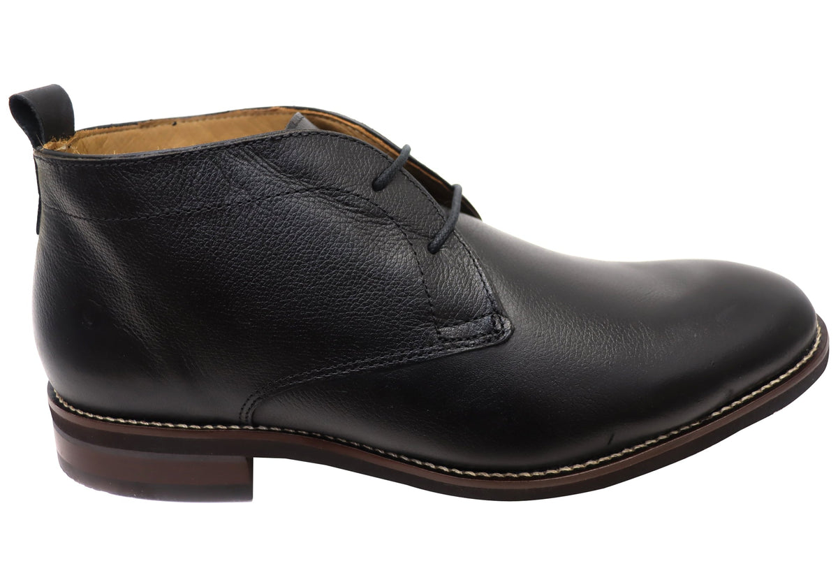 Ridge Mens Comfortable Leather Lace Up Boots Made In Brazil