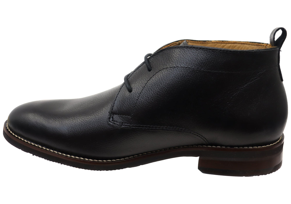 Ridge Mens Comfortable Leather Lace Up Boots Made In Brazil