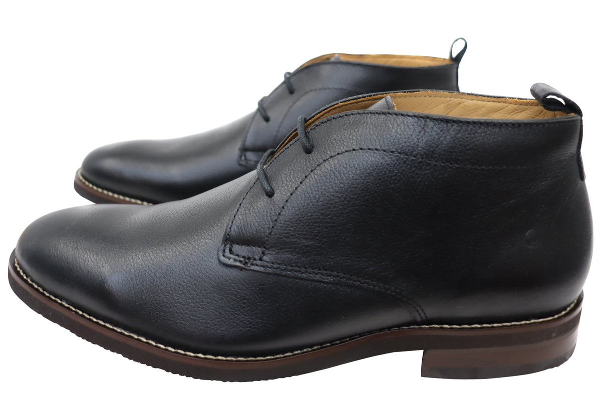 Ridge Mens Comfortable Leather Lace Up Boots Made In Brazil