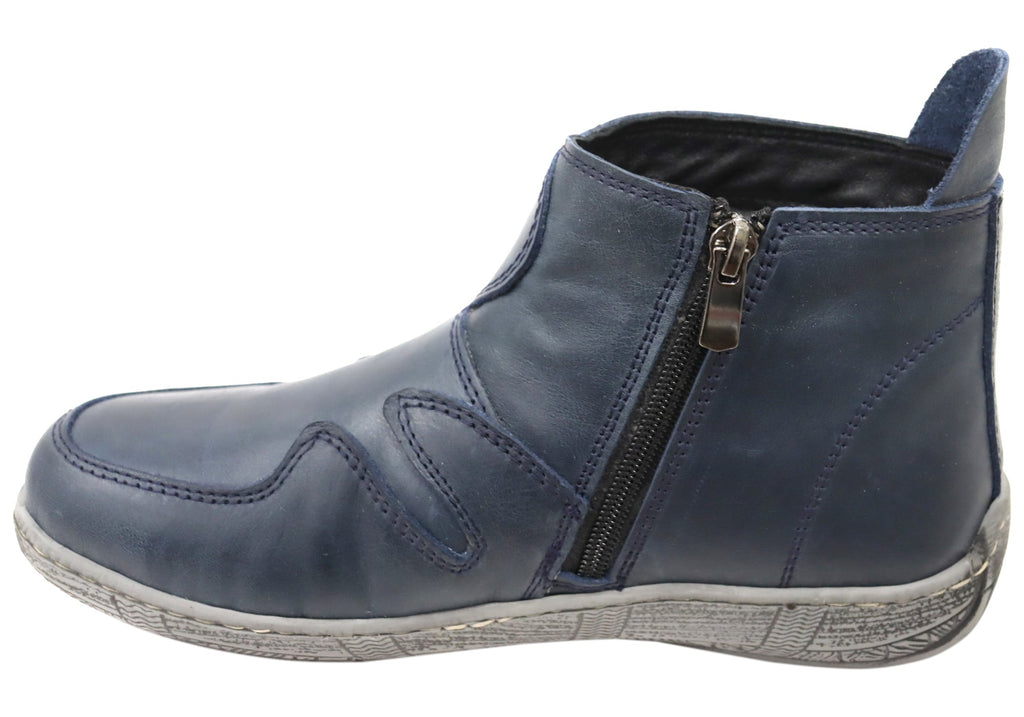 Lucio Womens European Comfortable Leather Ankle Boots