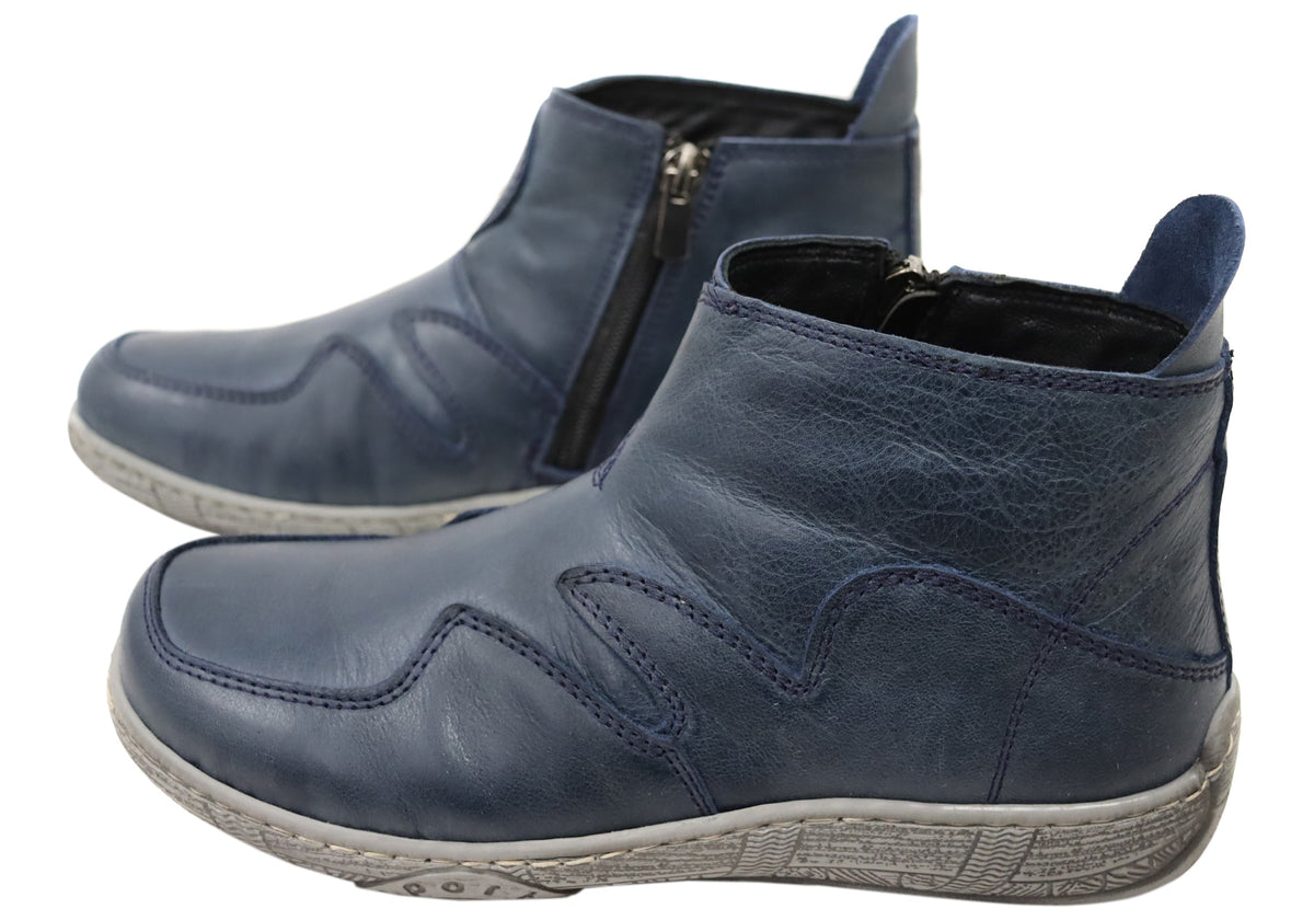Lucio Womens European Comfortable Leather Ankle Boots
