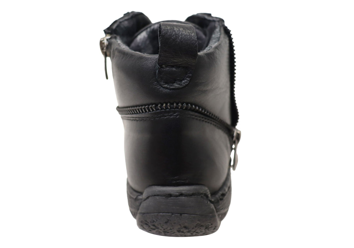 Bangle Womens European Comfortable Leather Ankle Boots