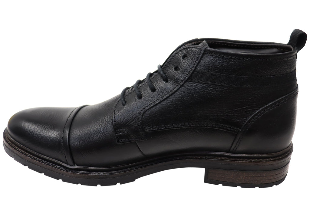 Riccardo Mens Brazilian Comfortable Leather Lace Up Boots