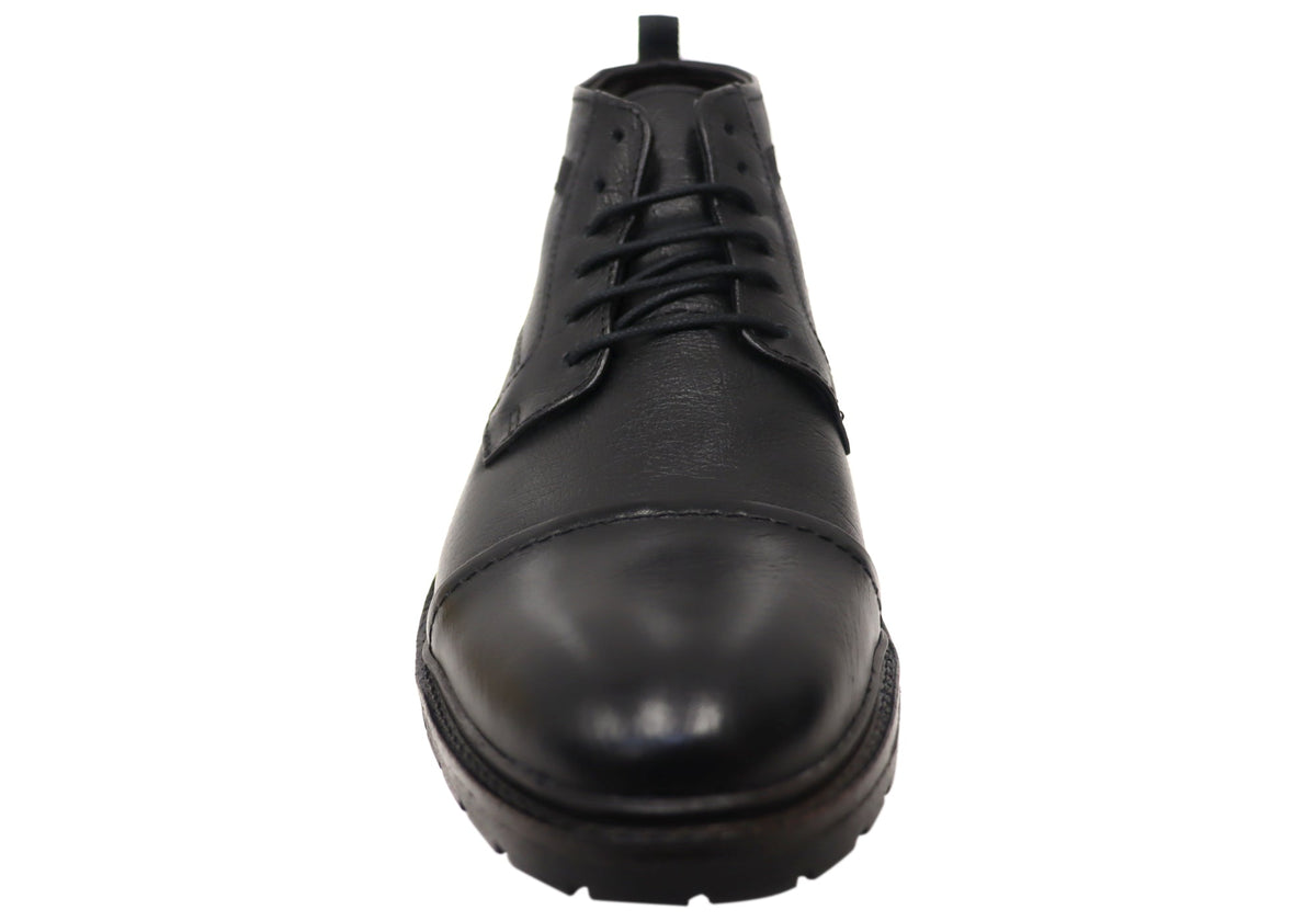 Riccardo Mens Brazilian Comfortable Leather Lace Up Boots