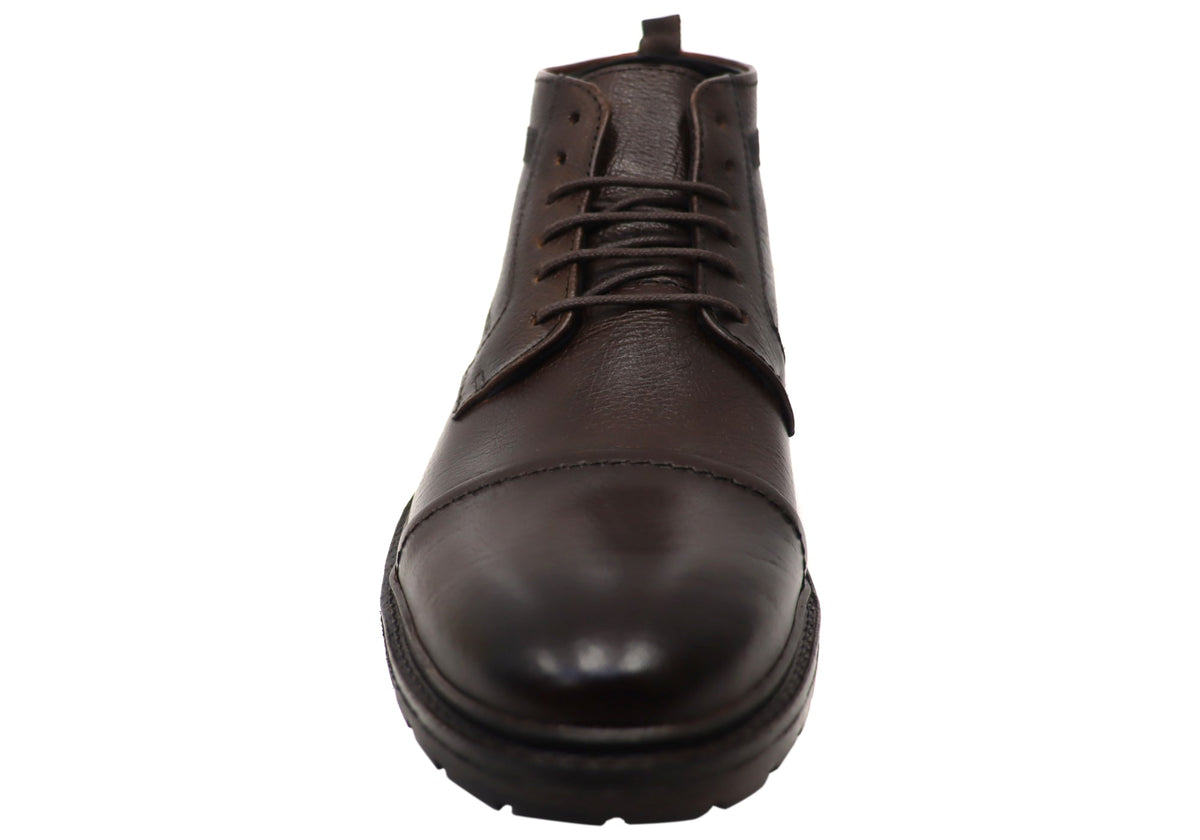 Riccardo Mens Brazilian Comfortable Leather Lace Up Boots