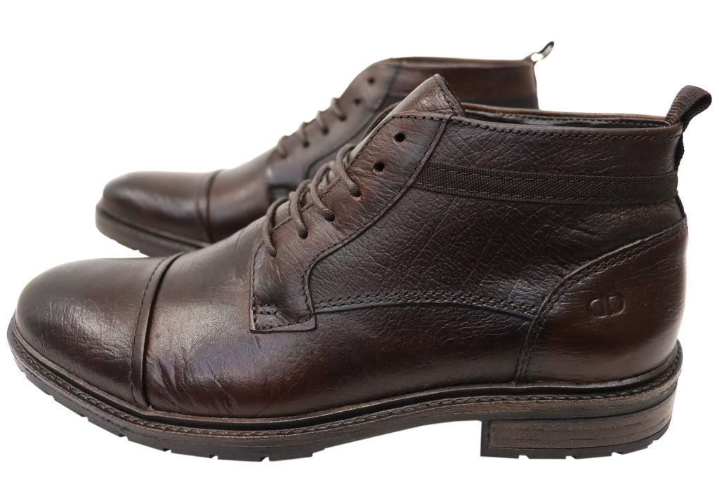 Riccardo Mens Brazilian Comfortable Leather Lace Up Boots