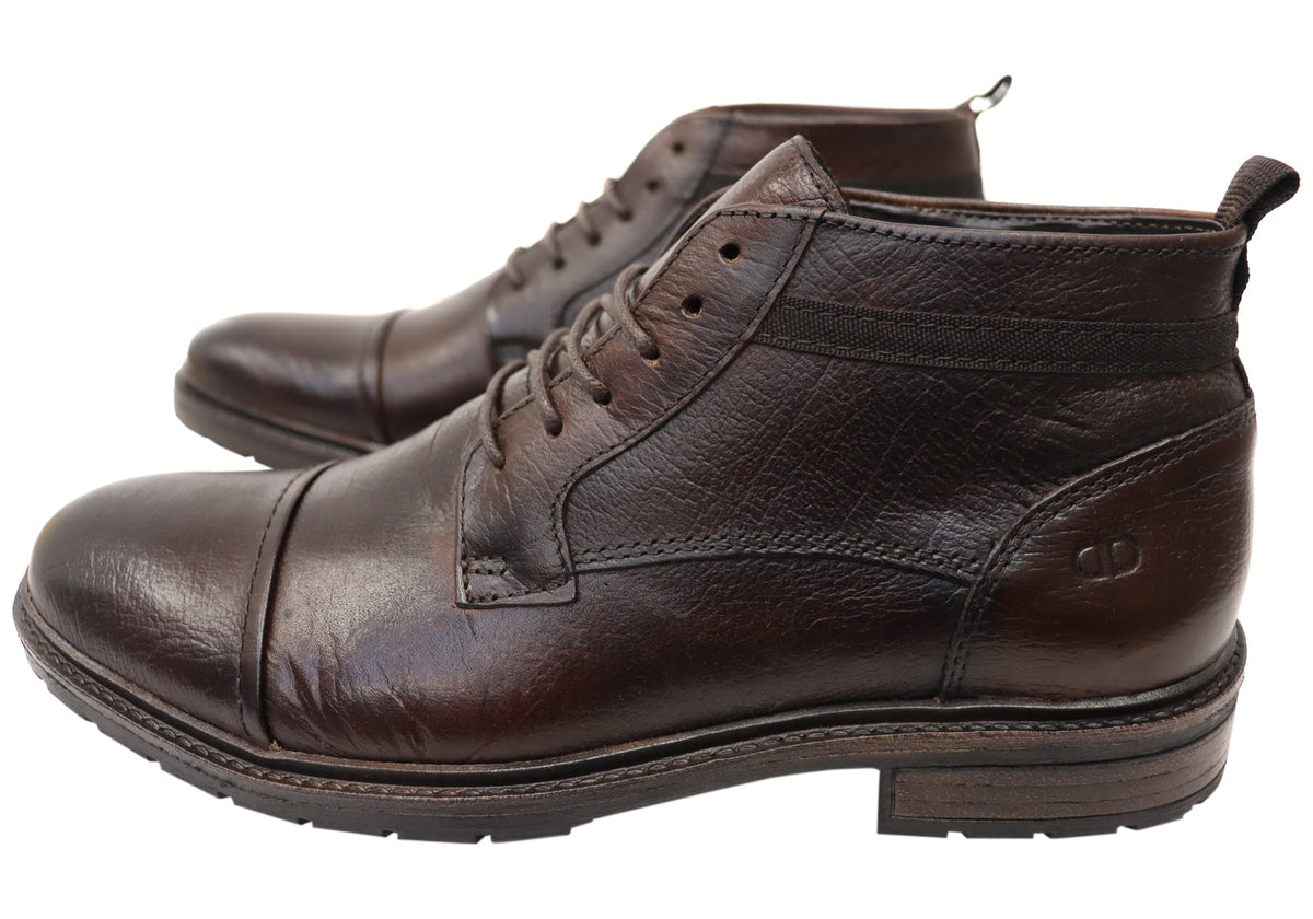 Riccardo Mens Brazilian Comfortable Leather Lace Up Boots