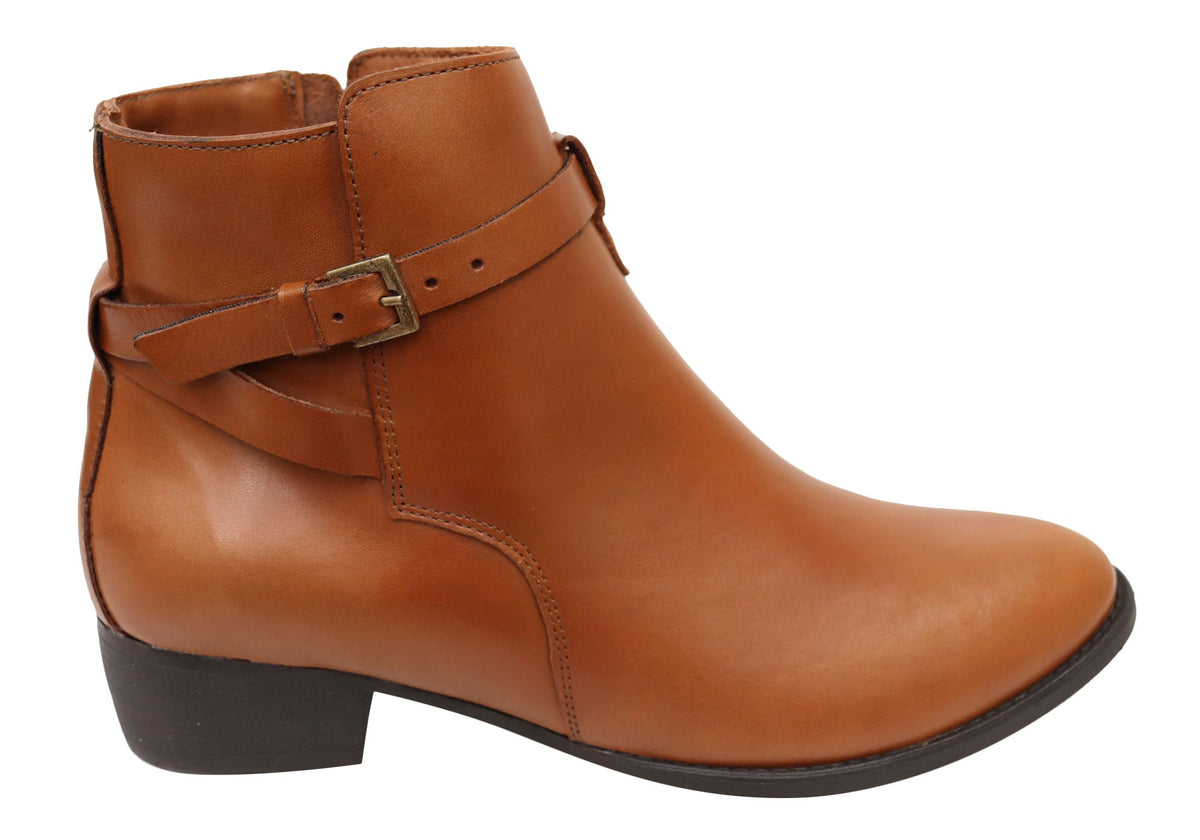 Willow Womens Comfortable Brazilian Leather Ankle Boots