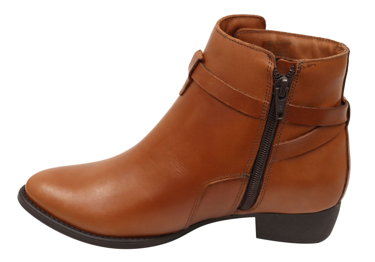 Willow Womens Comfortable Brazilian Leather Ankle Boots