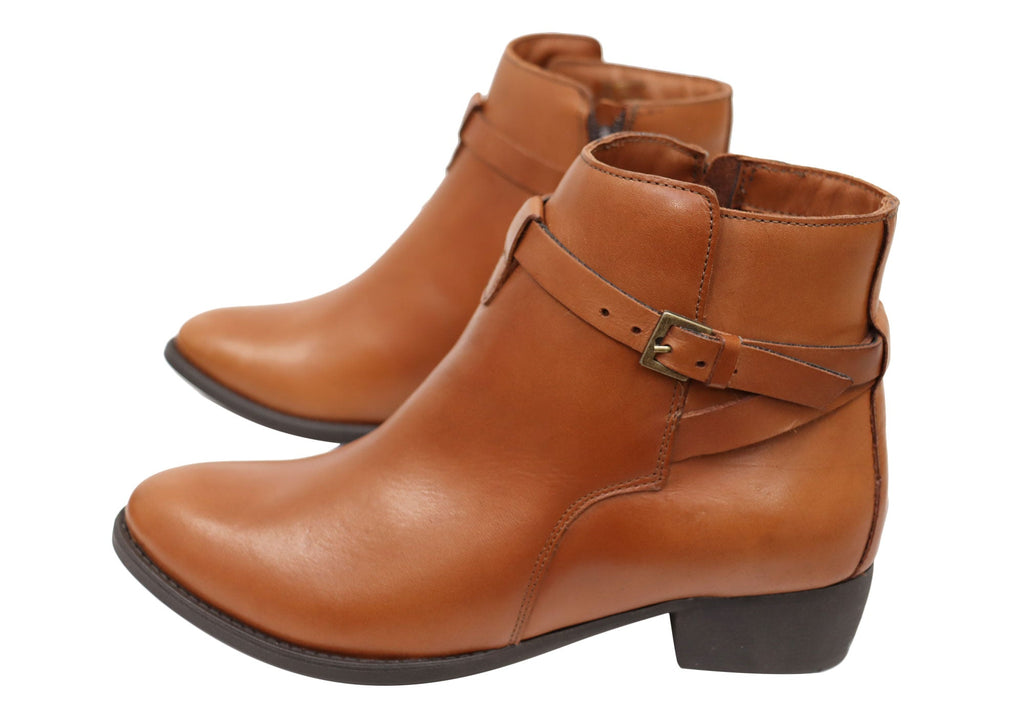 Willow Womens Comfortable Brazilian Leather Ankle Boots