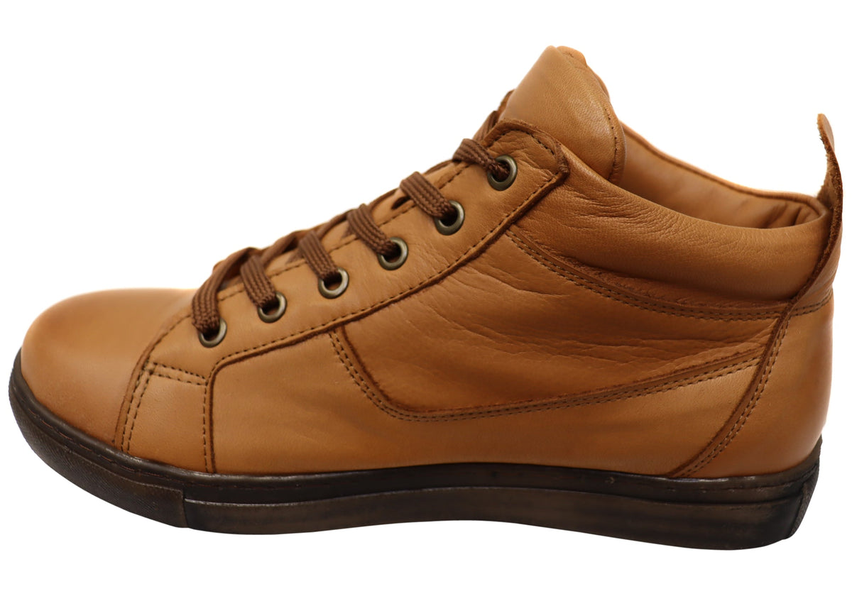 EG1570 Womens Flat Leather European Ankle Boots