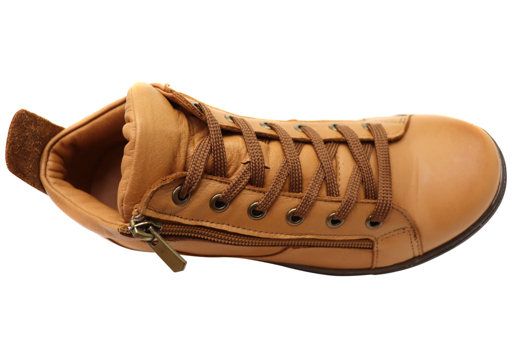 EG1570 Womens Flat Leather European Ankle Boots