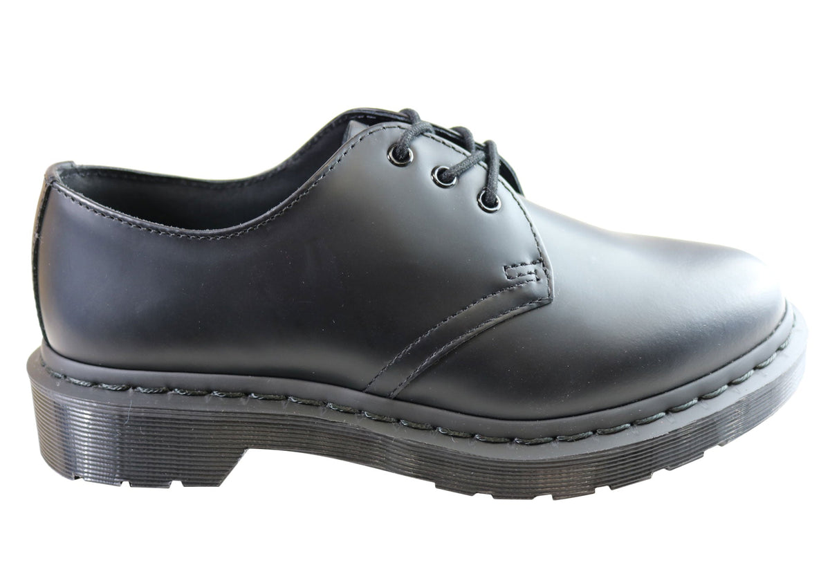 1461 Mono Black Smooth Lace Up Comfortable Unisex Shoes