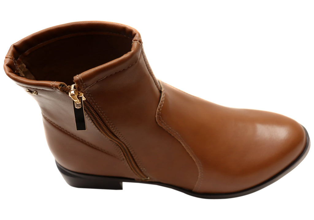 Polly Womens Comfortable Brazilian Low Heel Ankle Boots