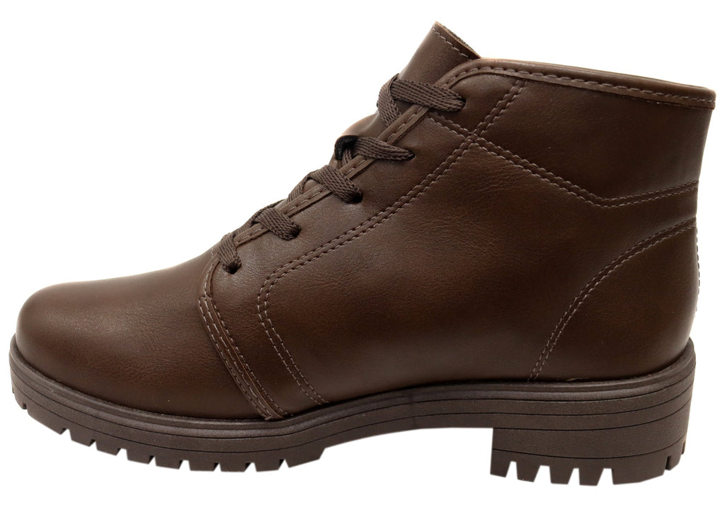 Casey Womens Comfortable Brazilian Lace Up Ankle Boots