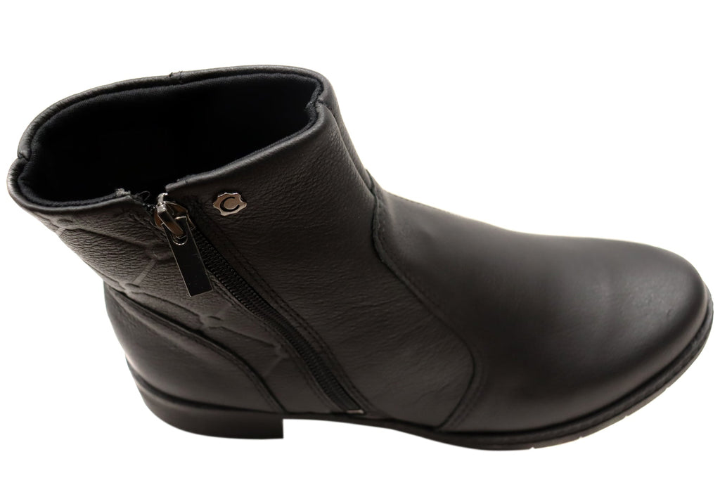 Angela Womens Comfortable Leather Brazilian Ankle Boots