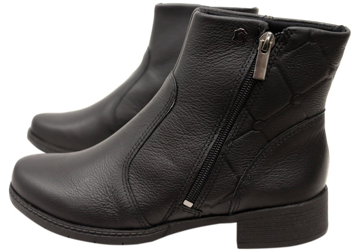 Angela Womens Comfortable Leather Brazilian Ankle Boots