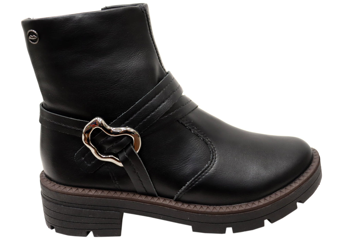 Bianka Womens Comfortable Brazilian Low Heel Ankle Boots